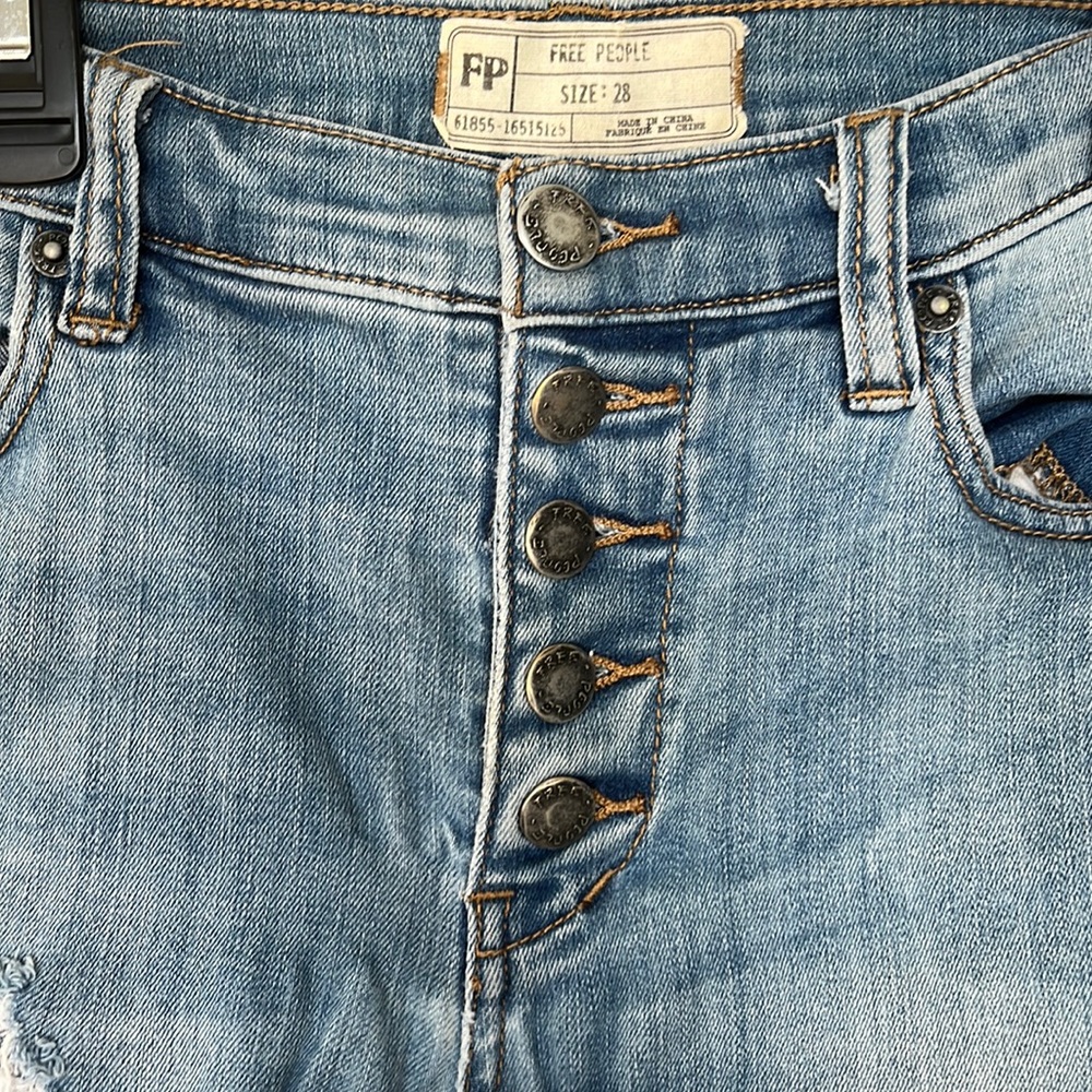 Free People Button-Fly Ankle Skinny Jeans